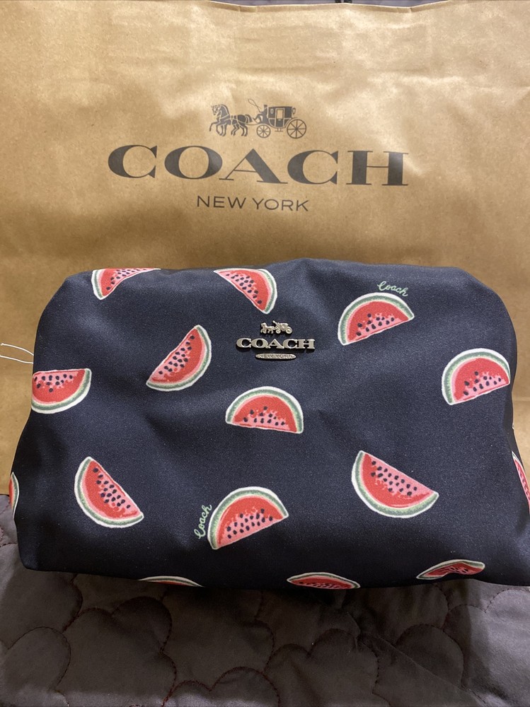 Coach Boxy Watermelon Cosmetic Case- Large-Retails $128