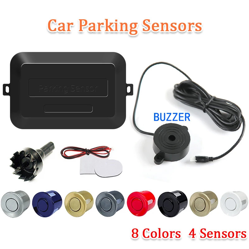 4-Sensor Car Parking System with Buzzer - Reverse Radar Sensor Kit