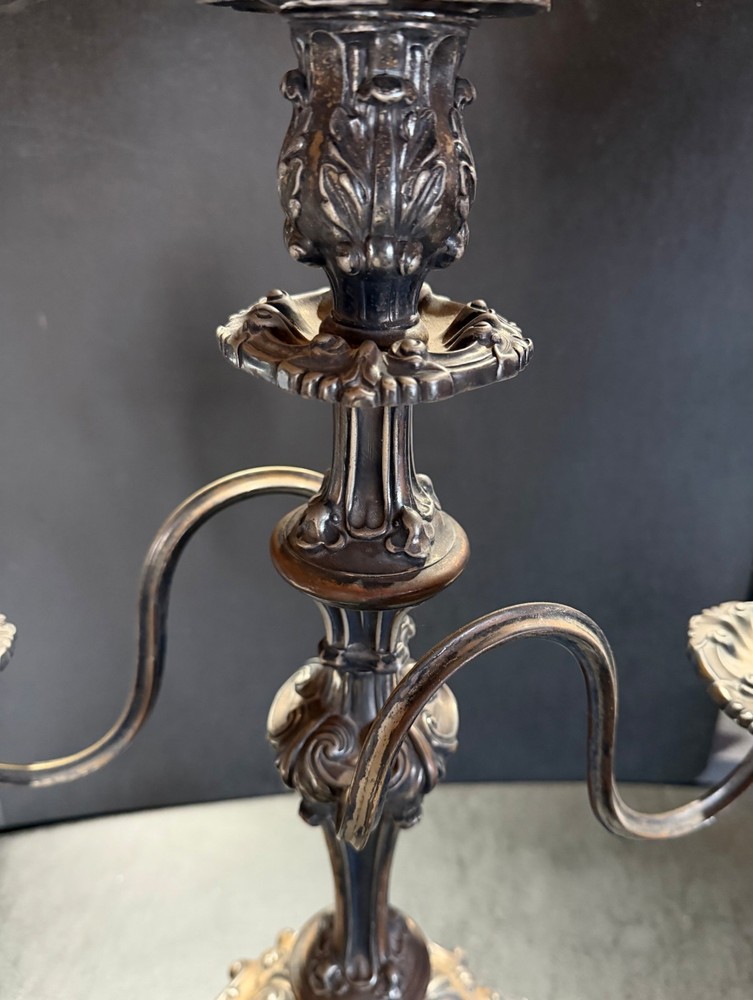 Reed & Barton 3) Candle Candelabra 17.5" Tall MED & Plated