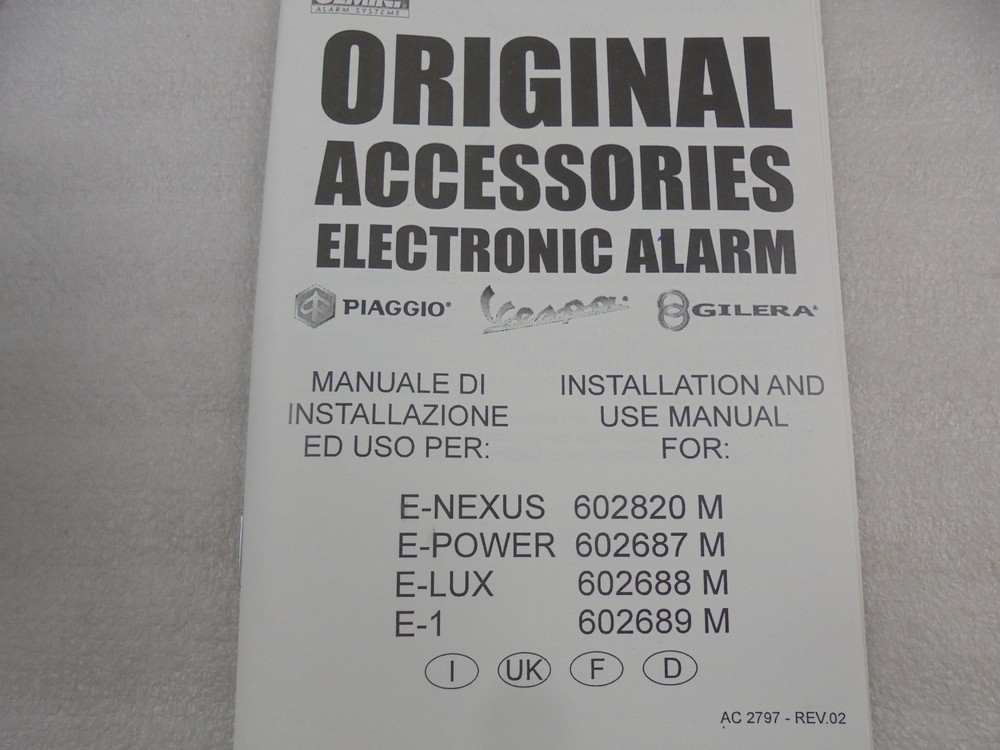 Piaggio Gilera Vespa Electronic Remote Control Alarm 2005-2017