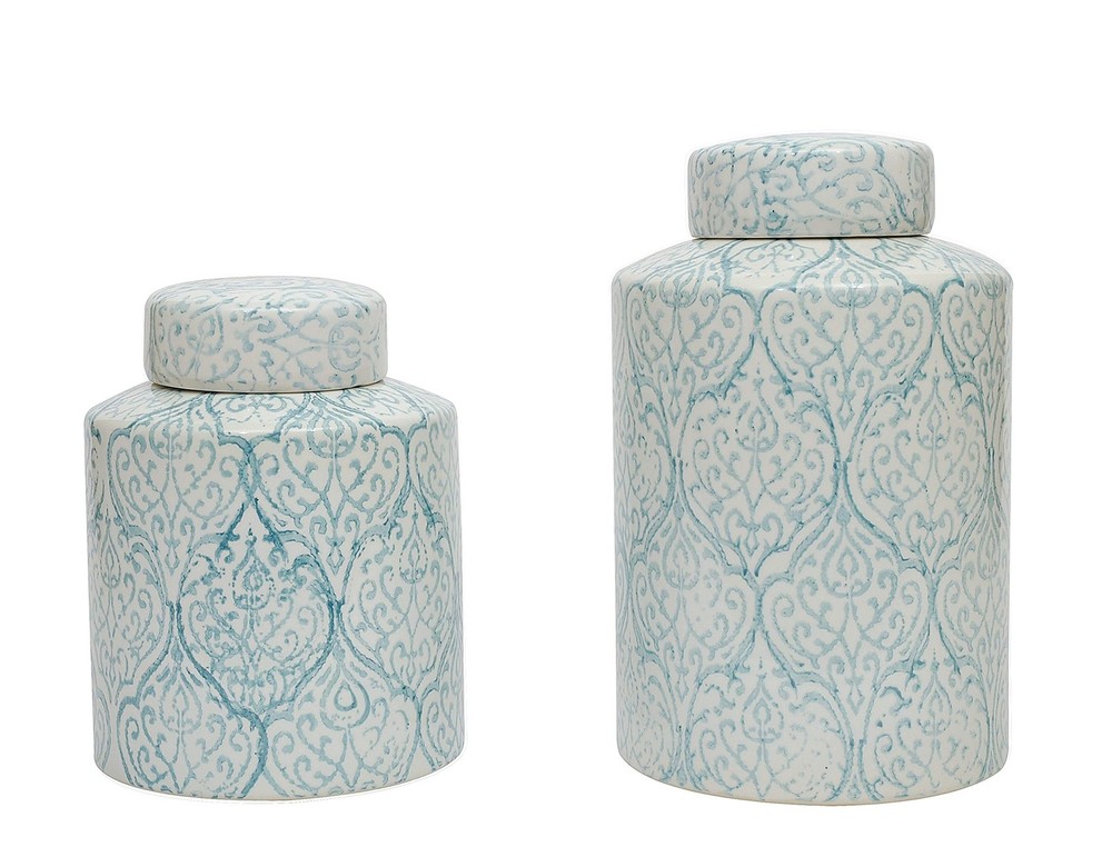 Blue & White Decorative Ginger Jar with Lid