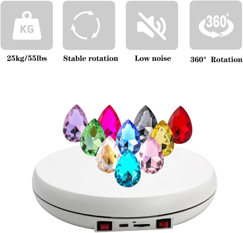 Multicolor LED Light Motorized Rotating Display Stand , 10 inch /55lbs Load, 360