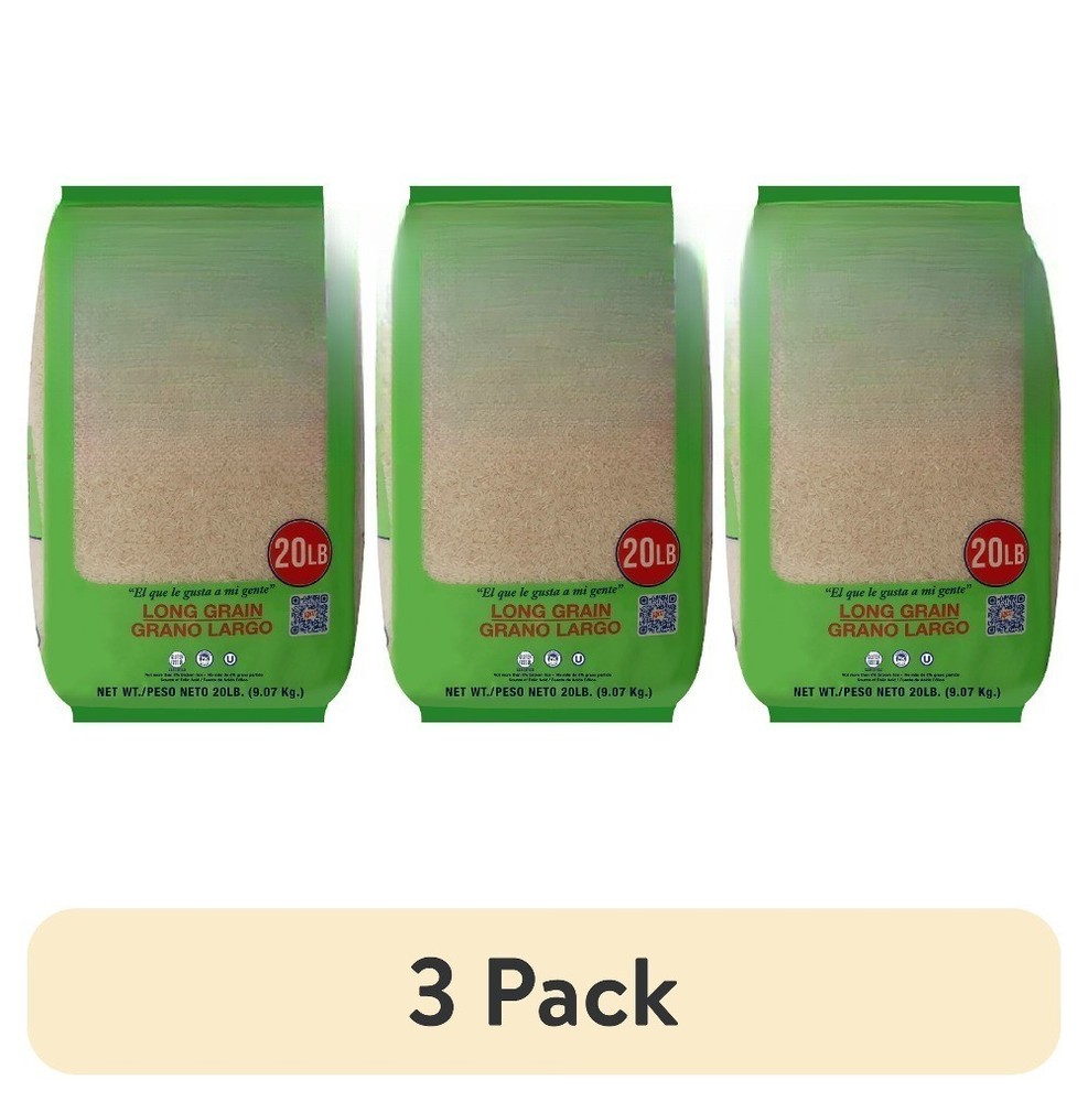 (3 pack) Grain Rice, 20 lbs, No Allergens Contained