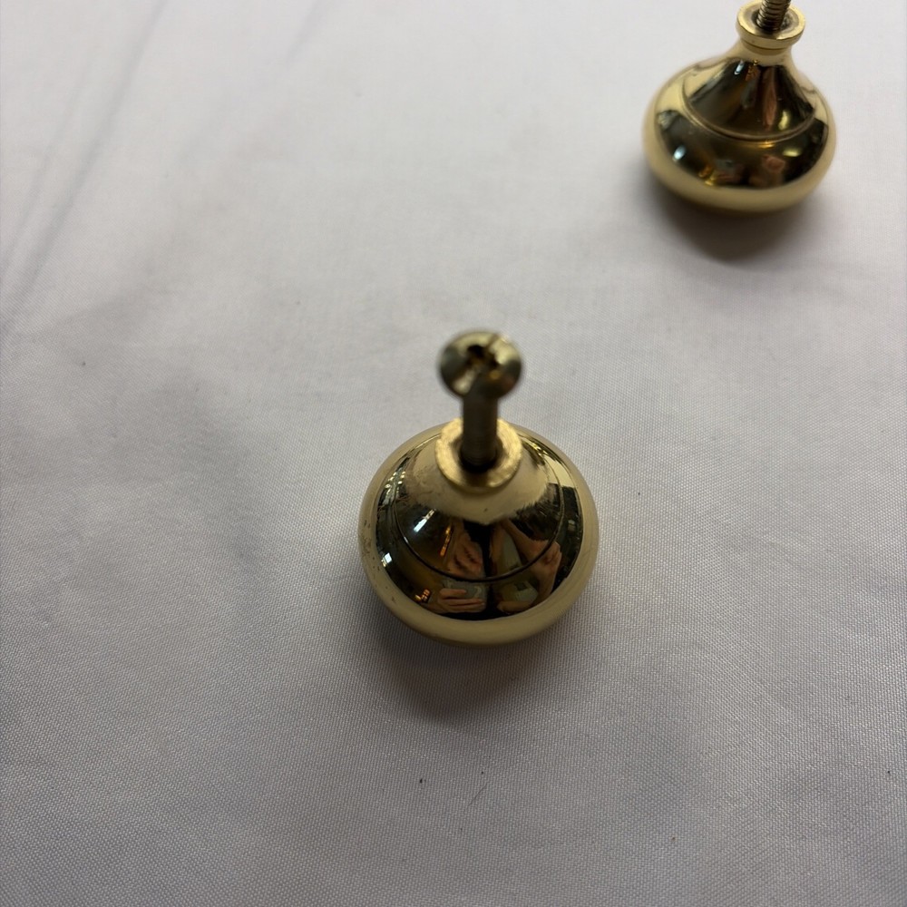 4 Brass Round Drawer Pulls 1.25” VTG (11)