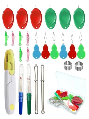 25 Pcs Needle Threaders Kit,Needle Threaders for Hand Sewing,Include Fish