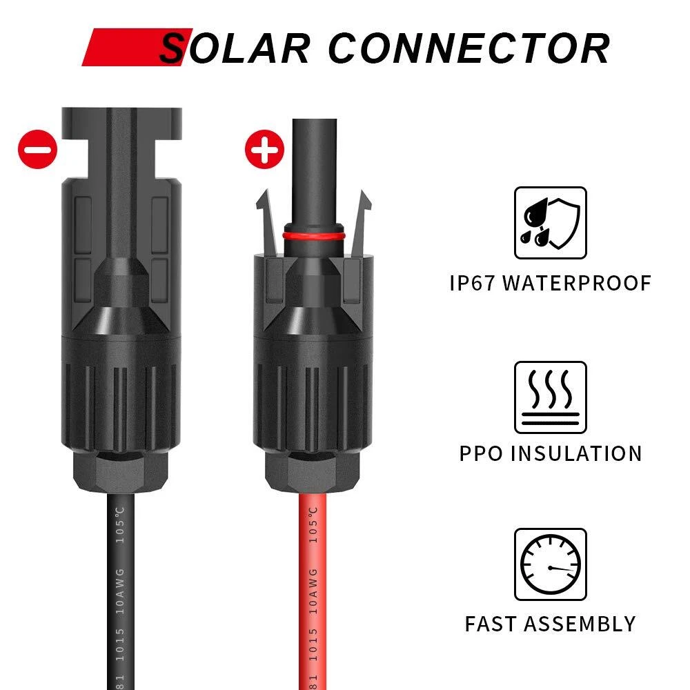 2x Solar Panel Extension Cable 2FT 10AWG SAE to SAE Polarity Reverse Adapter NEW