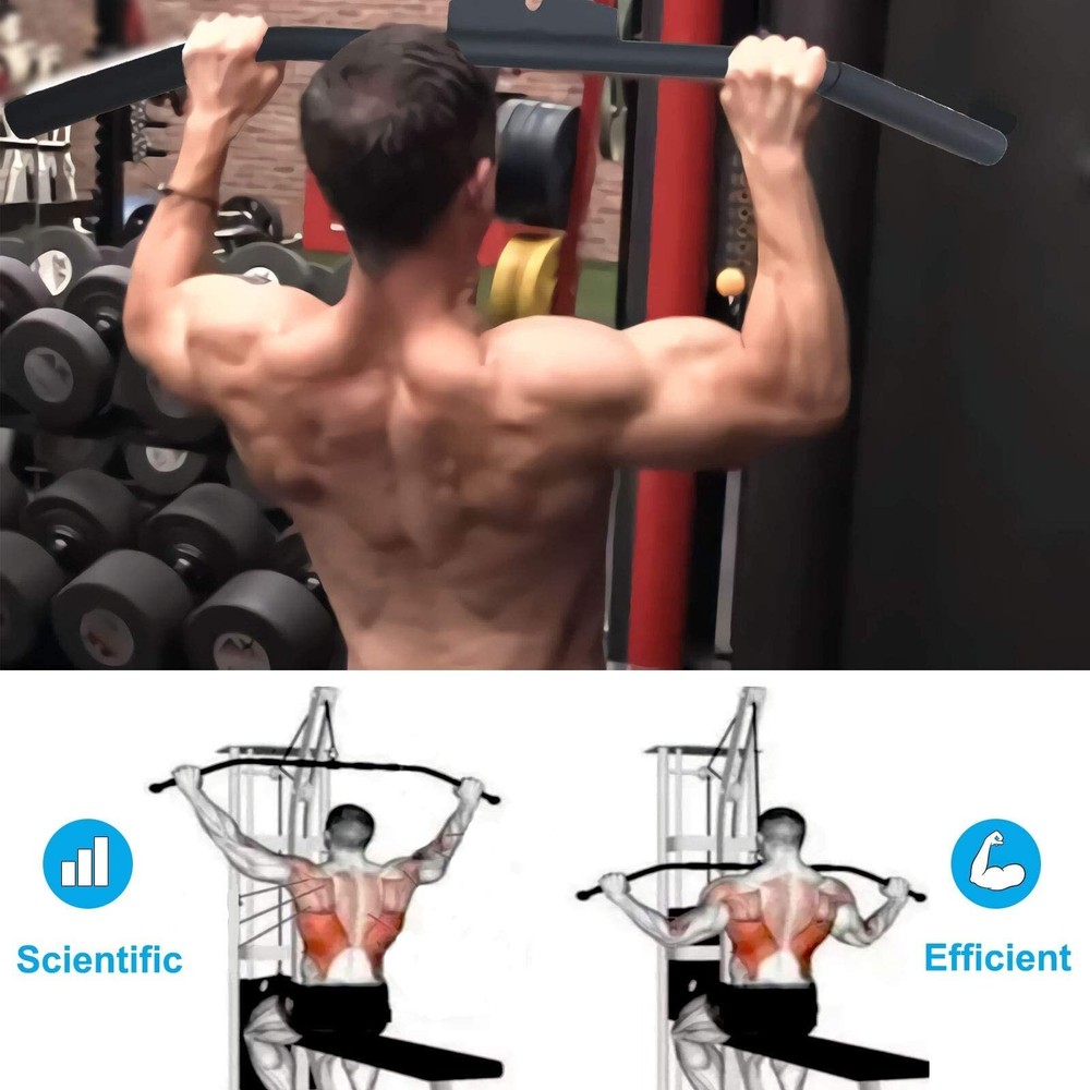 39" Cable Machine Lat Pulldown Attachments Wide Grip Bar Handle Tricep Training