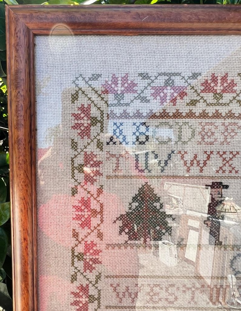 Vintage Completed Needlework Cross Stitch Westminster Sampler