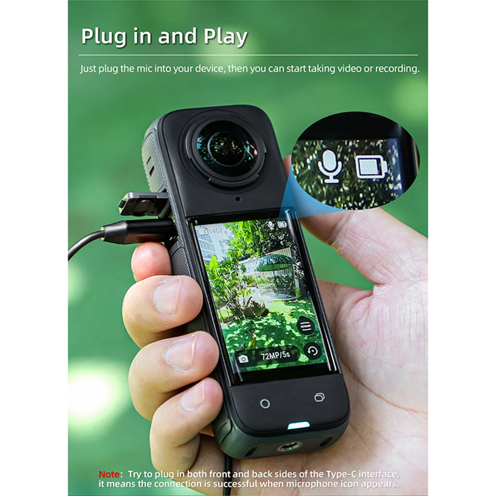 1.5m Lavalier Microphone Type-C Interface Mic For Insta360 X4 Action Camera