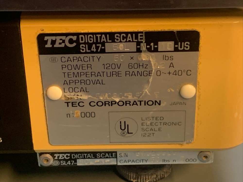 TEC Digital Scale SL-47N Cap. 30 lbs Good Condition Tested