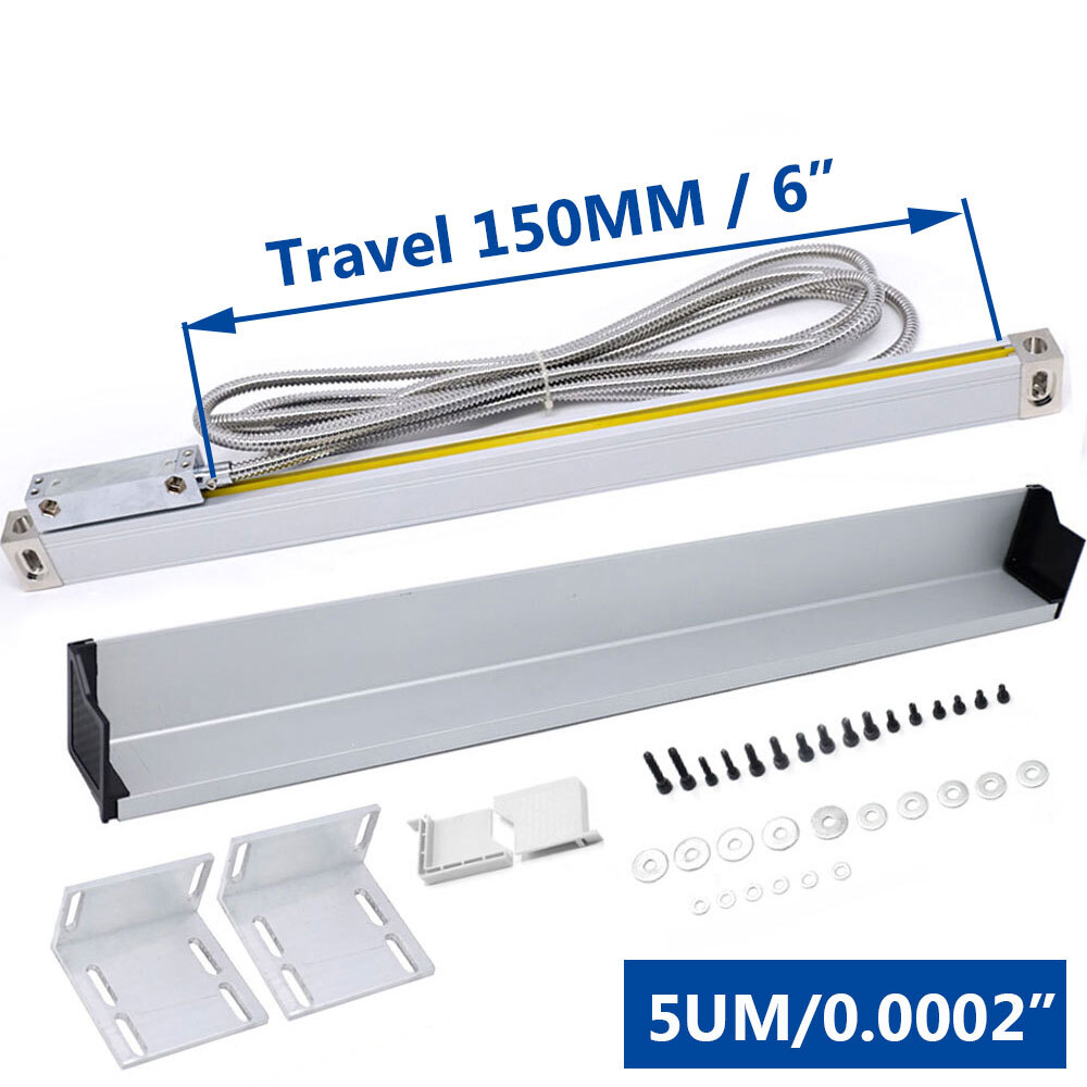 150mm Linear Scales Travel 6" Linear Glass Sensor Encoder 5μm for CNC Mill Lathe
