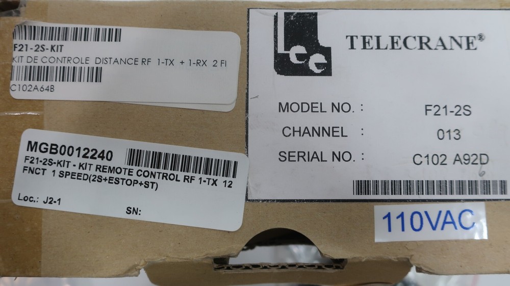 Telecrane F21-2S Crane Remote Controller 110v-ac
