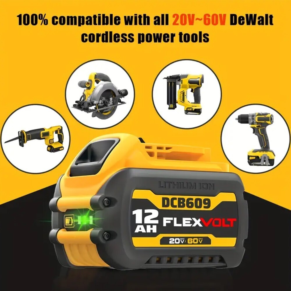 2X 12.0Ah For DEWALT FLEXVOLT DCB609 20V/60V MAX Lithium-lon Battery Replacement