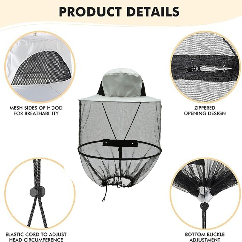 Outdoor Anti-Mosquito Insect Bee Hat Bug Mesh Head Net Camping Face Protector US