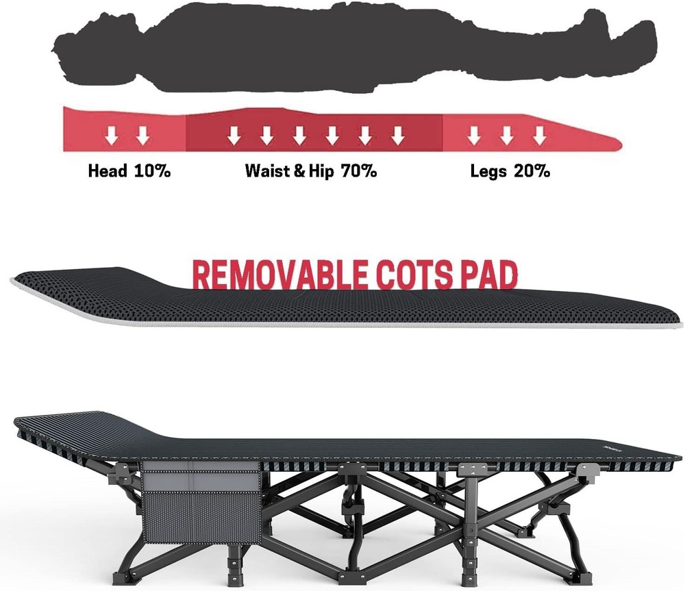 Lightweight Folding Bed with Carry Bag - 450 lbs Capacity