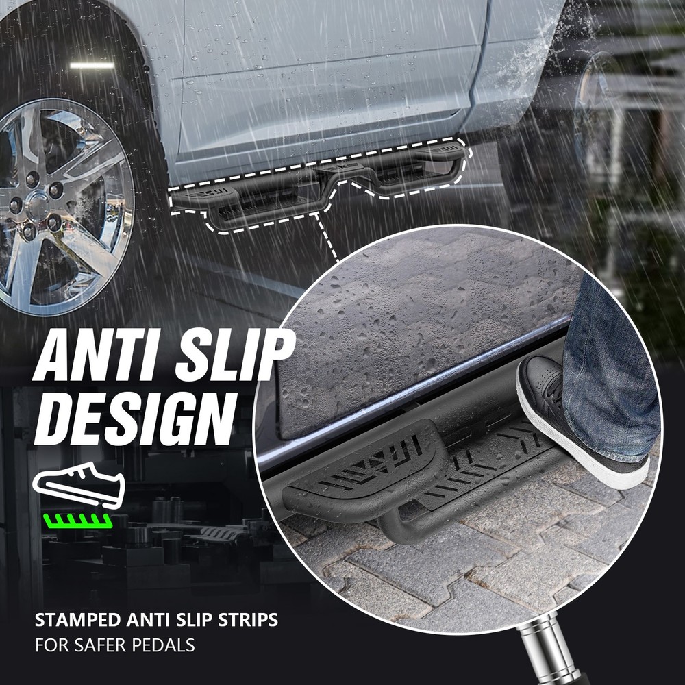 3-Raised Steps Side Running Boards For 2010-2026 Ram 2500 & 3500 Extended Cab