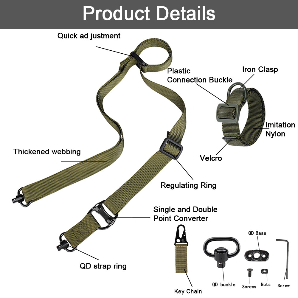 Adjustable MS4 2 Point QD Sling Strap/D Ring Loop Sling Mount Strap/Buckle Base