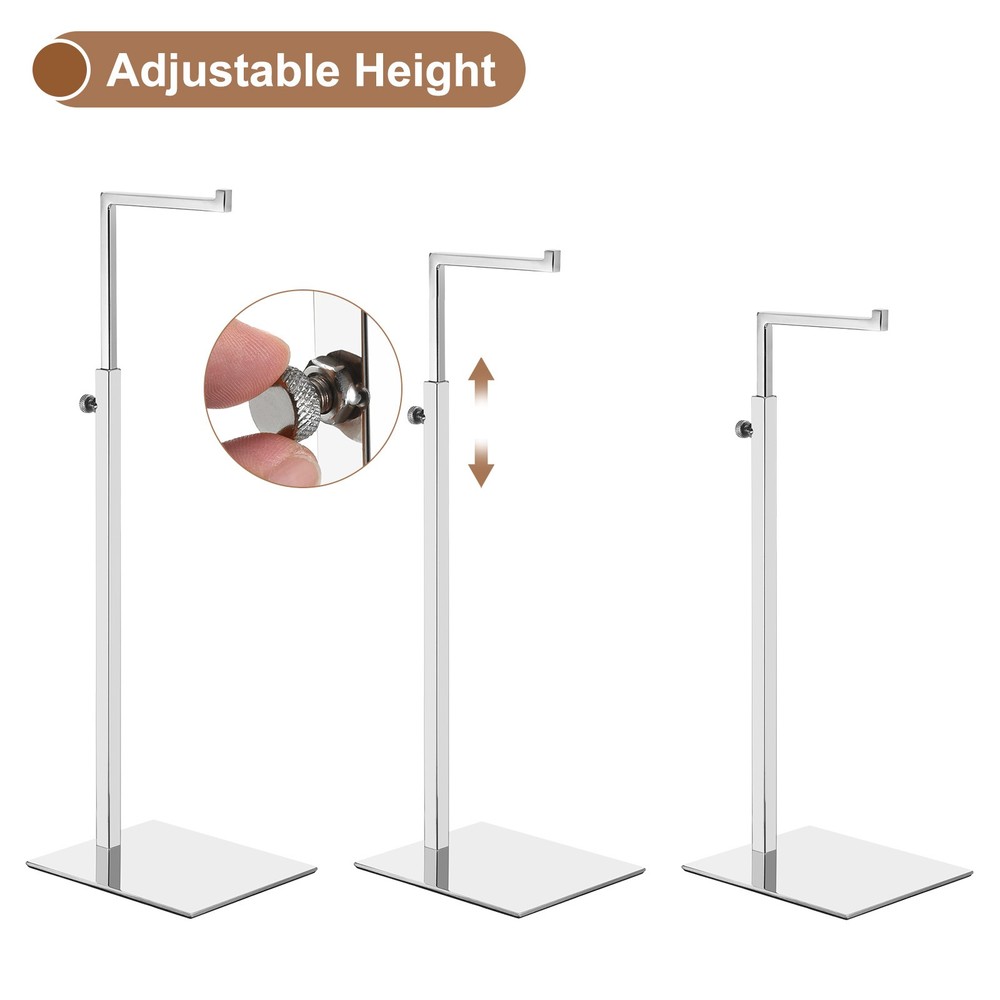 Purse Display Stand 2 Pack Adjustable Handbag Rack - Silver