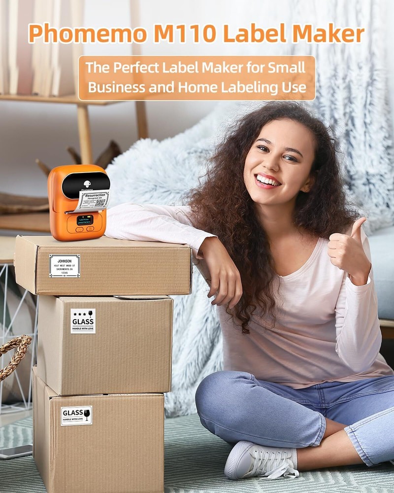 Phomemo M110 Direct Thermal Printer for Label Photo Note Tag Barcode QR Code Lot