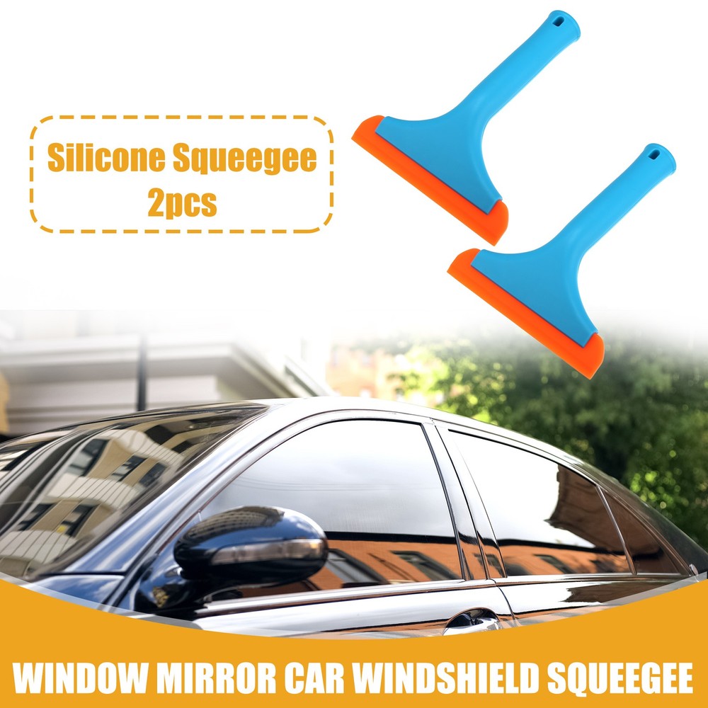 2 Pcs Universal Window Mirror Car Windshield Squeegee Replace Silicone Blue