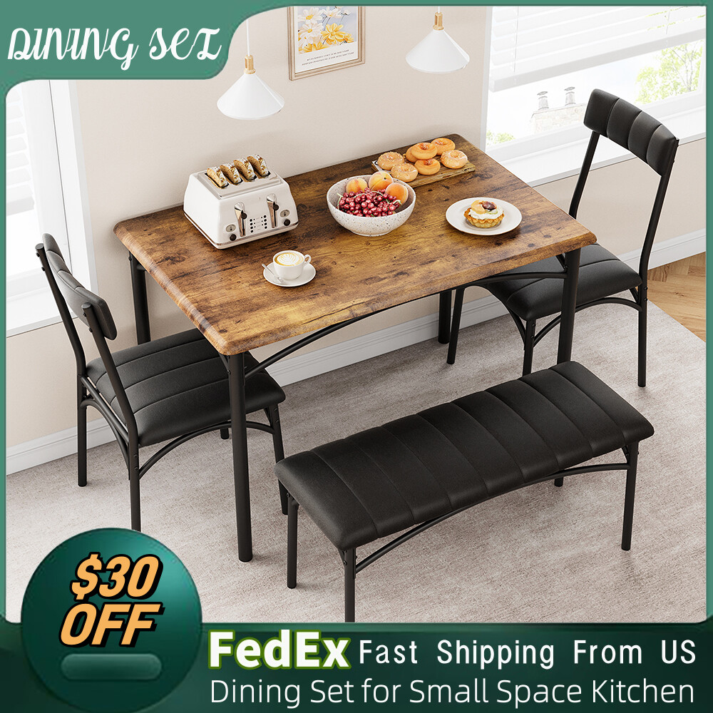 Dining Set Table w/ Upholstered Bench & Chairs Dinette for Small Space  Kitchen