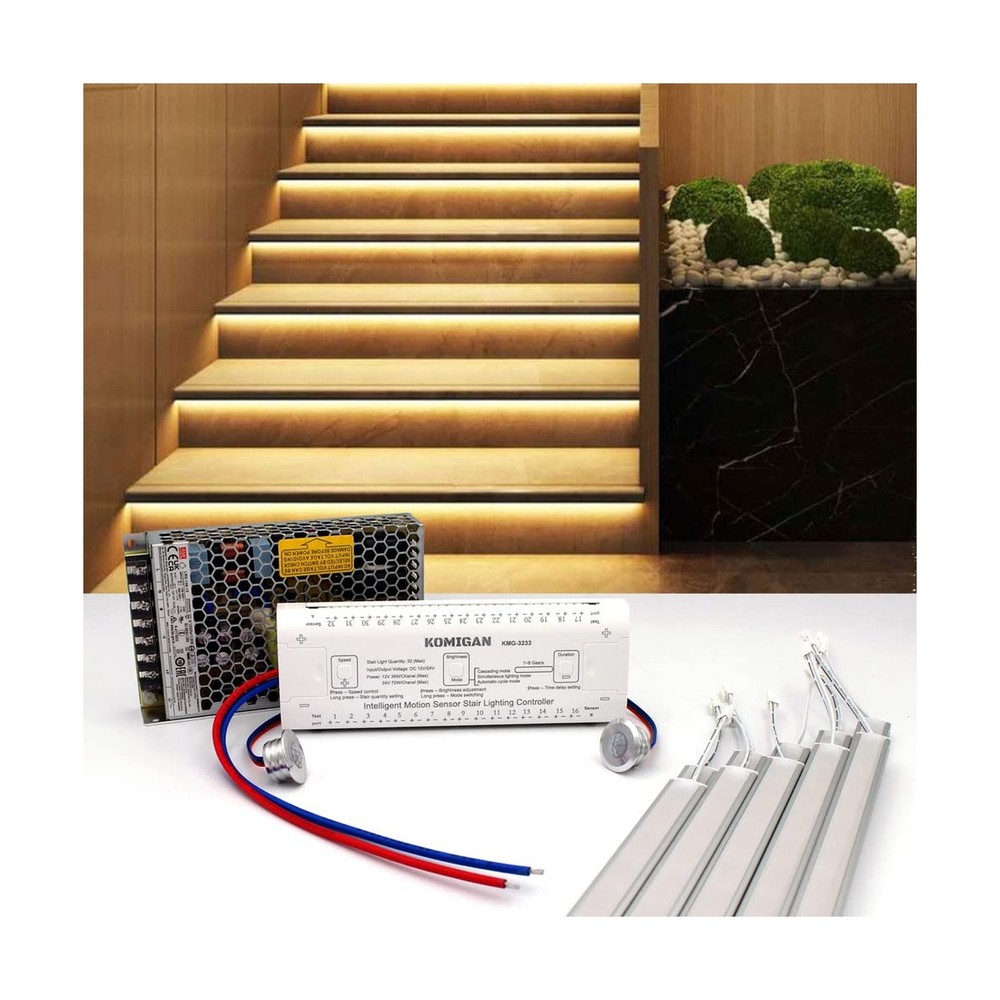 Intelligent Motion Sensor Cascading Style LED Stair Lighting Kit KMG-3233, 23...