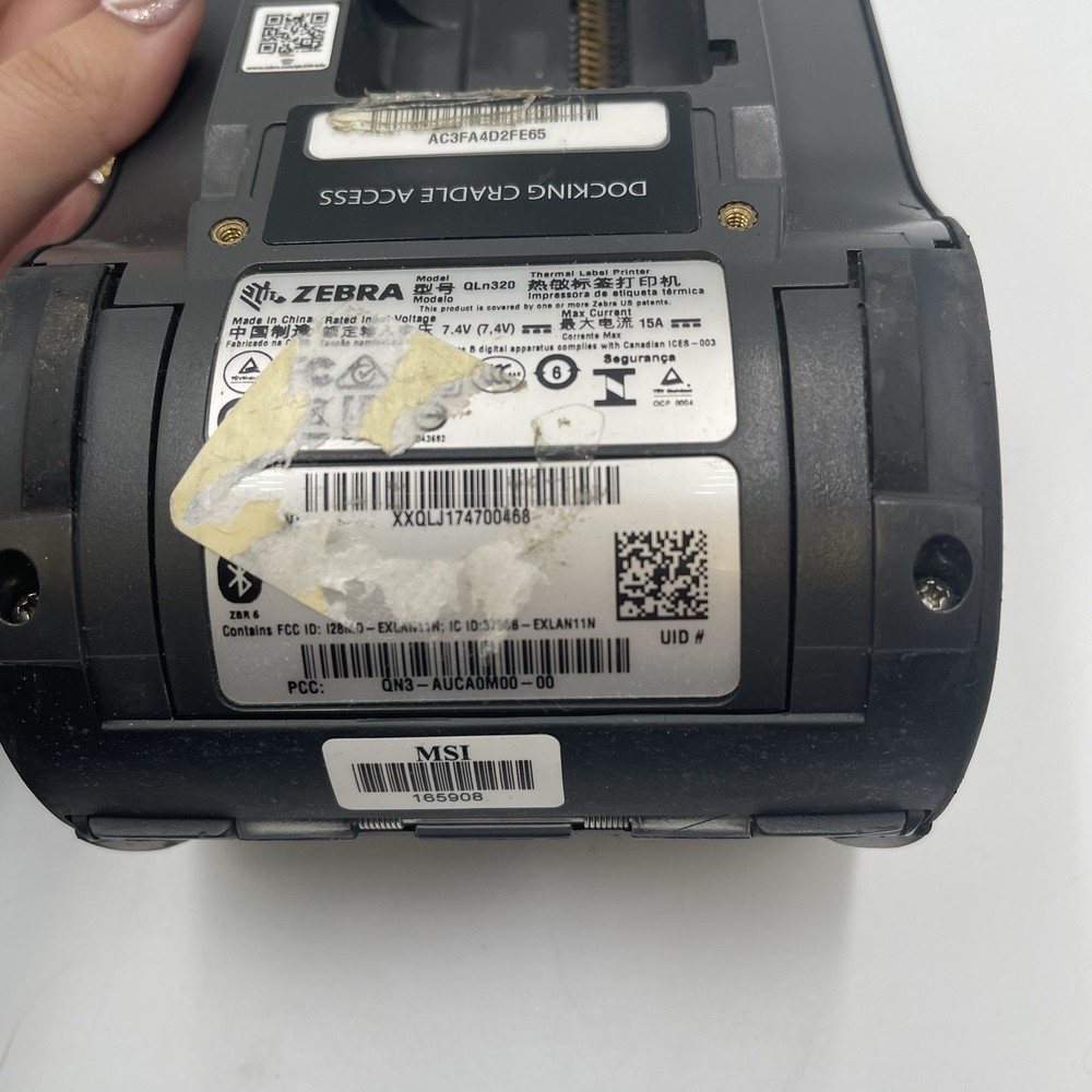 Zebra QLN320 Barcode Printer, WiFi, Bluetooth, Charger, And Battery