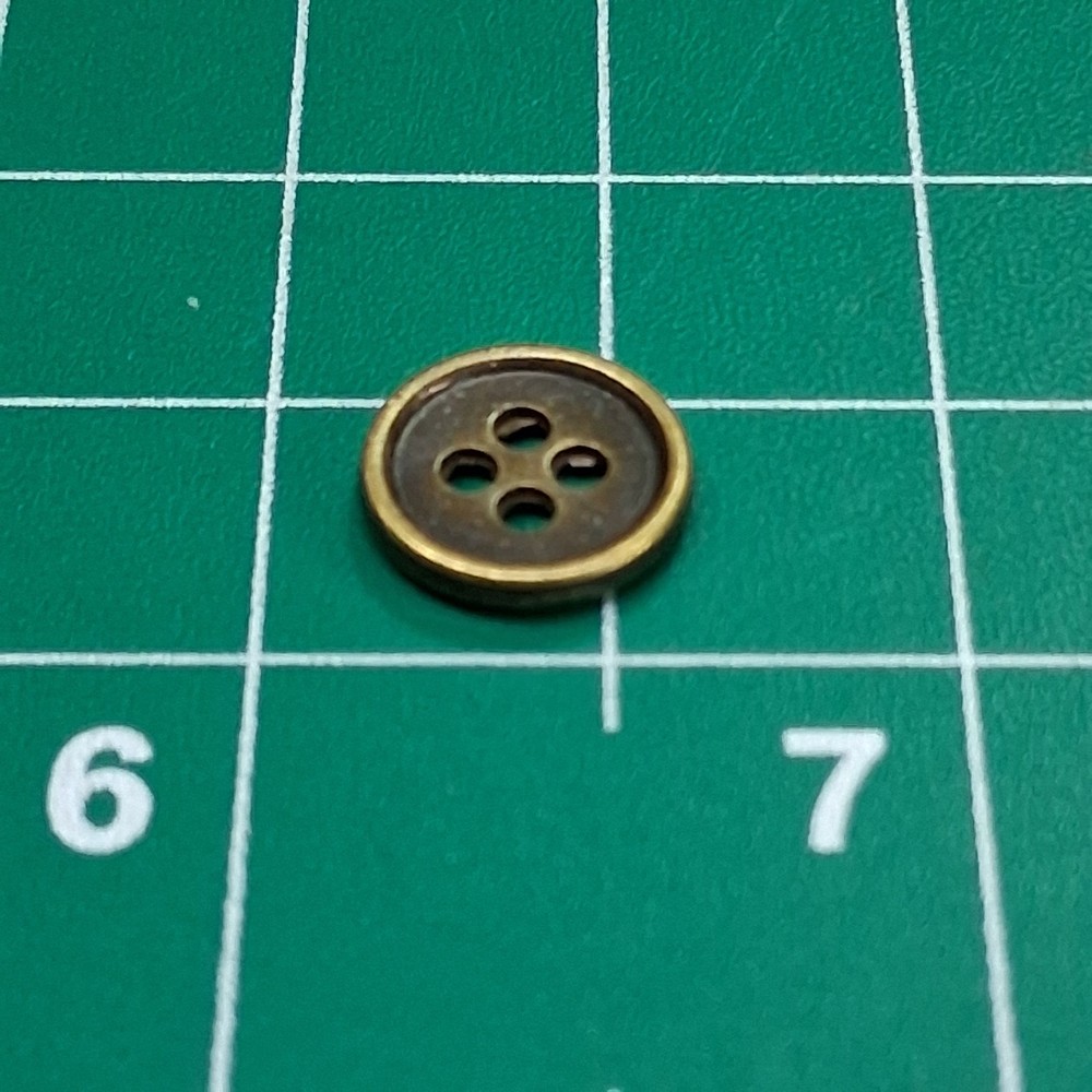 Vintage Round 4-Hole Brass Bordered Metal Accent Button