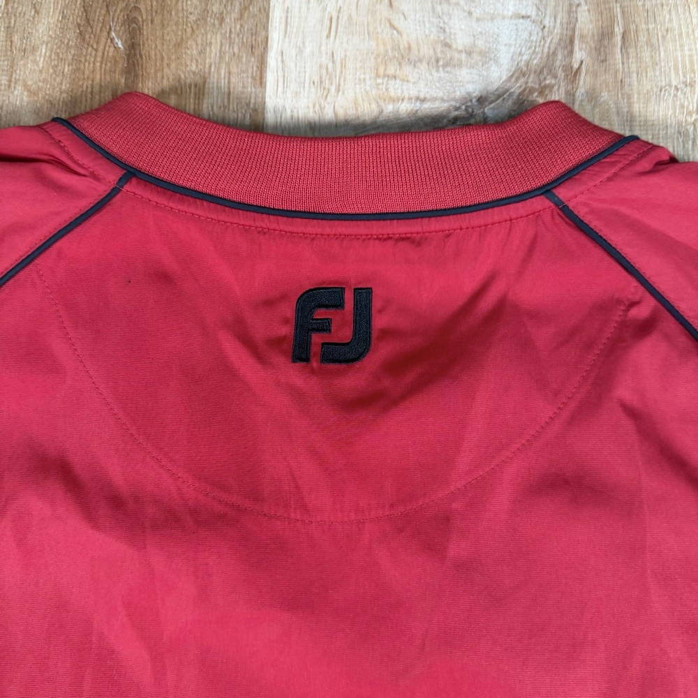 Footjoy Mens Medium Red Short Sleeve Pullover Windbreaker Golf Light Jacket