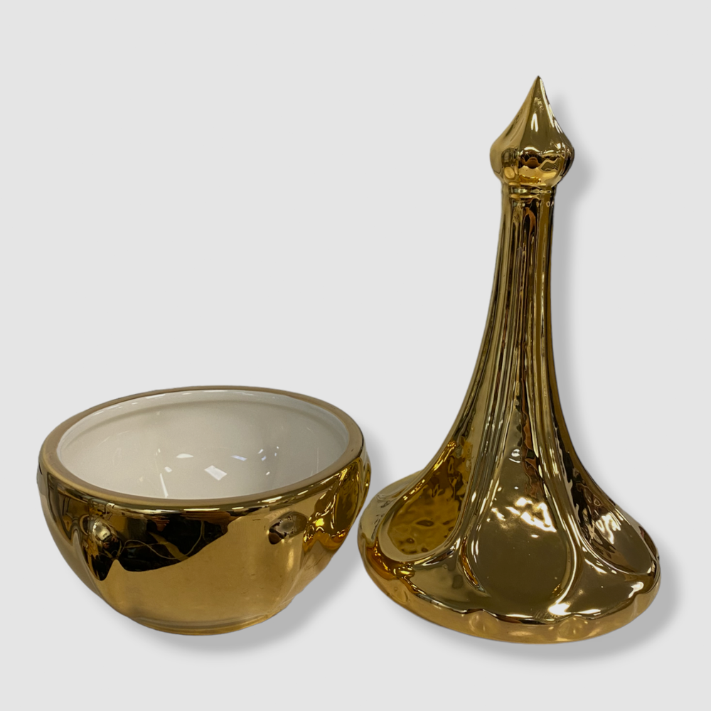 $80 Global Views Gold Ceramic Minaret India Small Jar