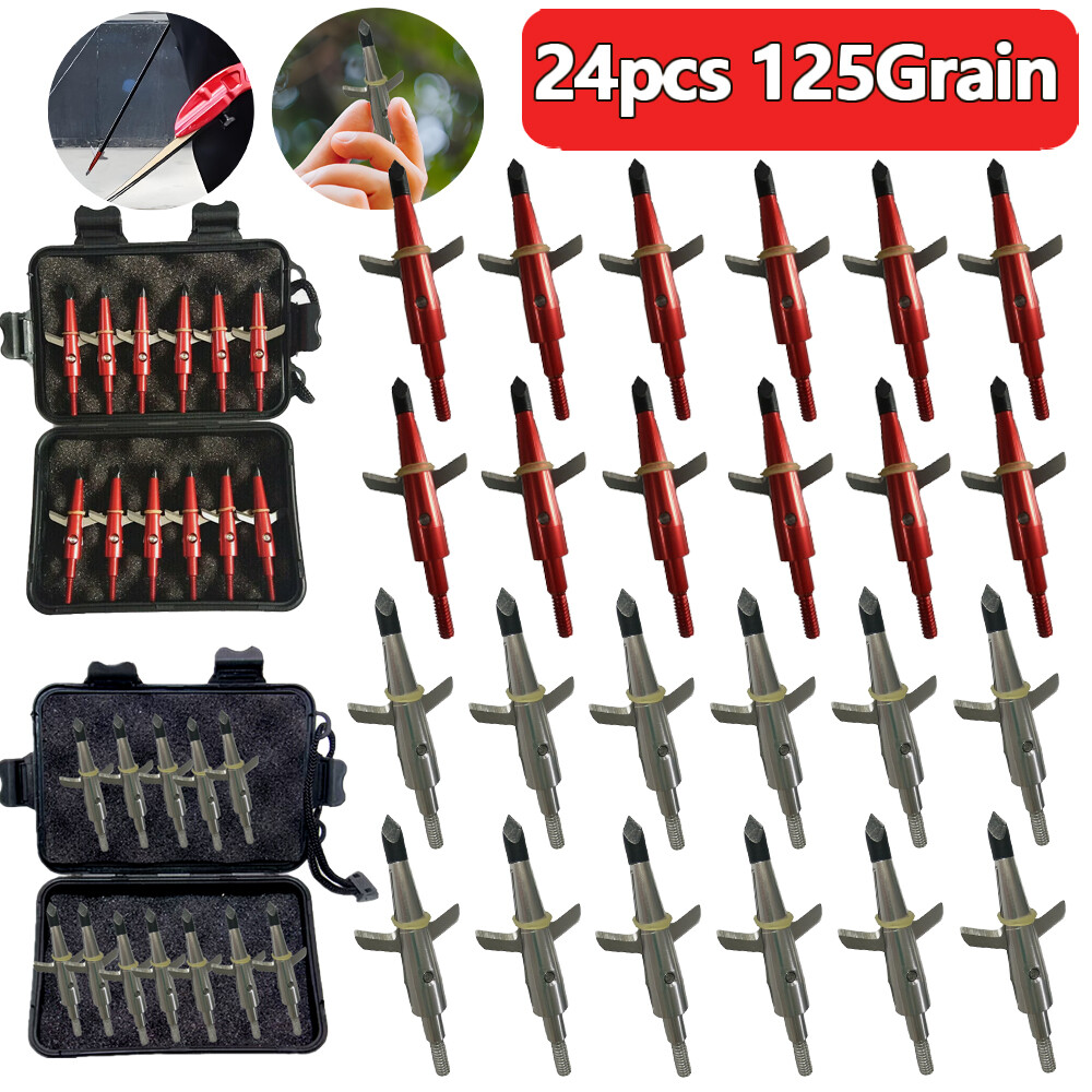 24Pcs Swhacker Broadheads 100Gr Red/Silver Expandable Sharp Blade Crossbow Tips