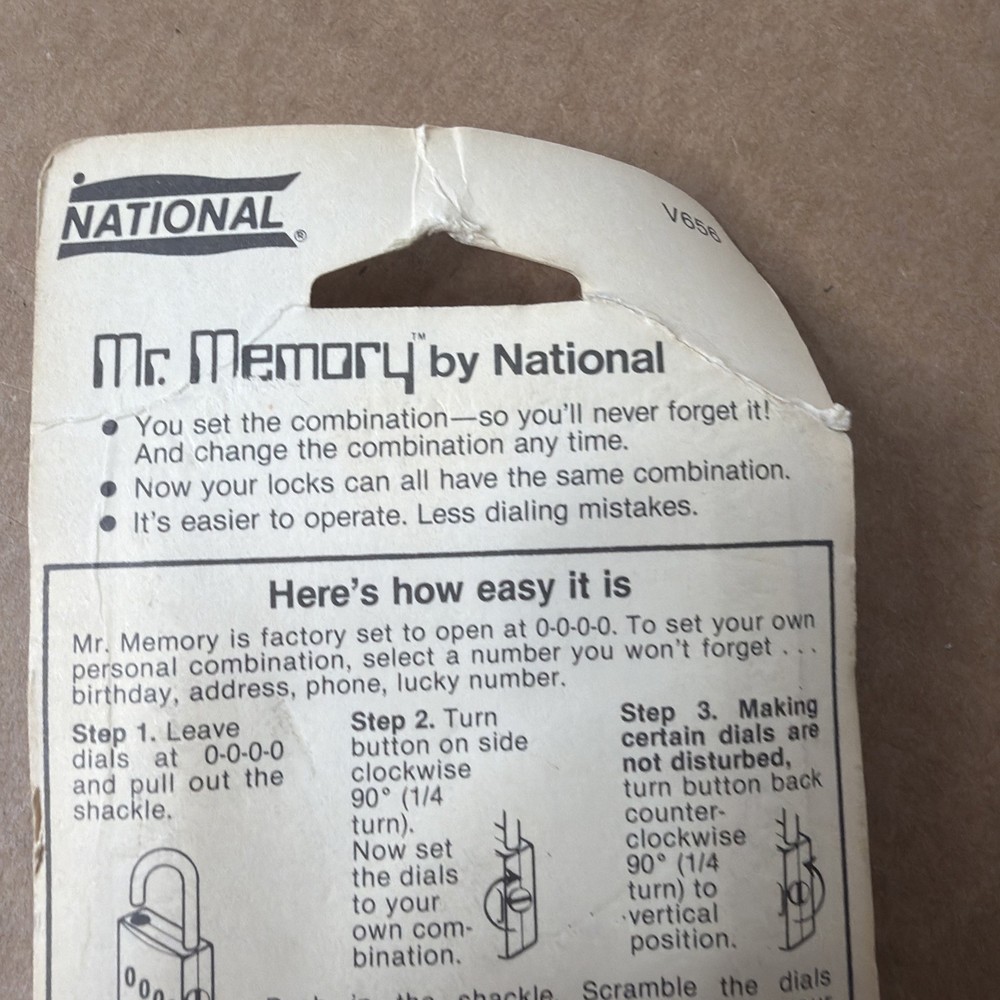 National Mr. Memory Combination Lock V656