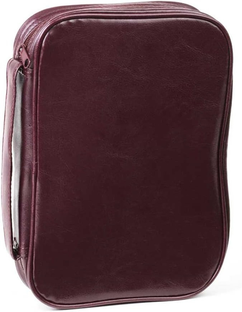 Burgundy Leatherette Bible Cover Case with Handle, (Maxi) 2X-Large