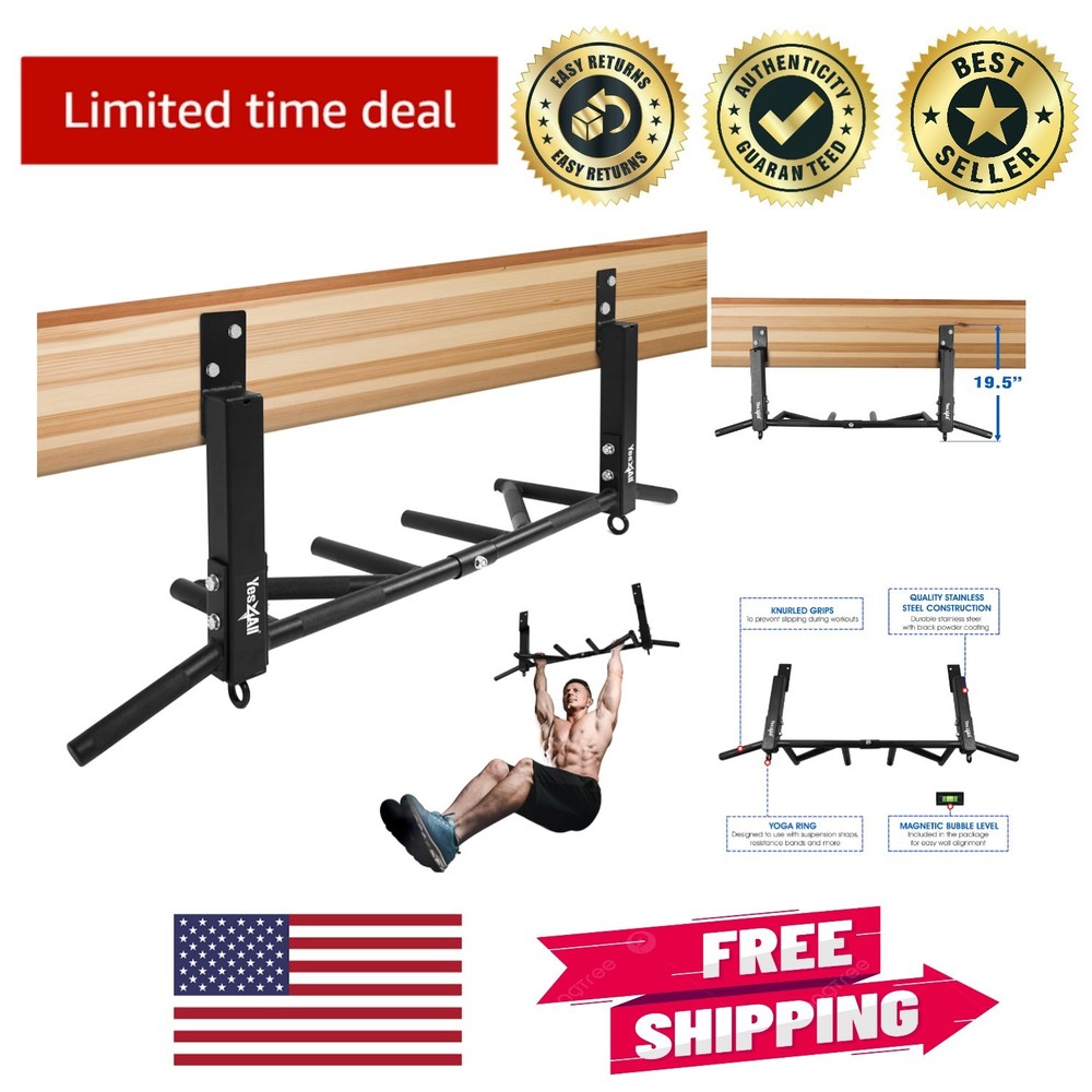 Heavy-Duty Pull-Up Bar – Wall-Mounted with Multiple Grips & High Weight Capacity