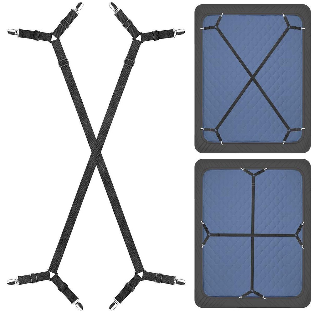 2 Pcs Bed Sheet Holder Straps Adjustable Bed Sheet Fasteners Elastic Bands