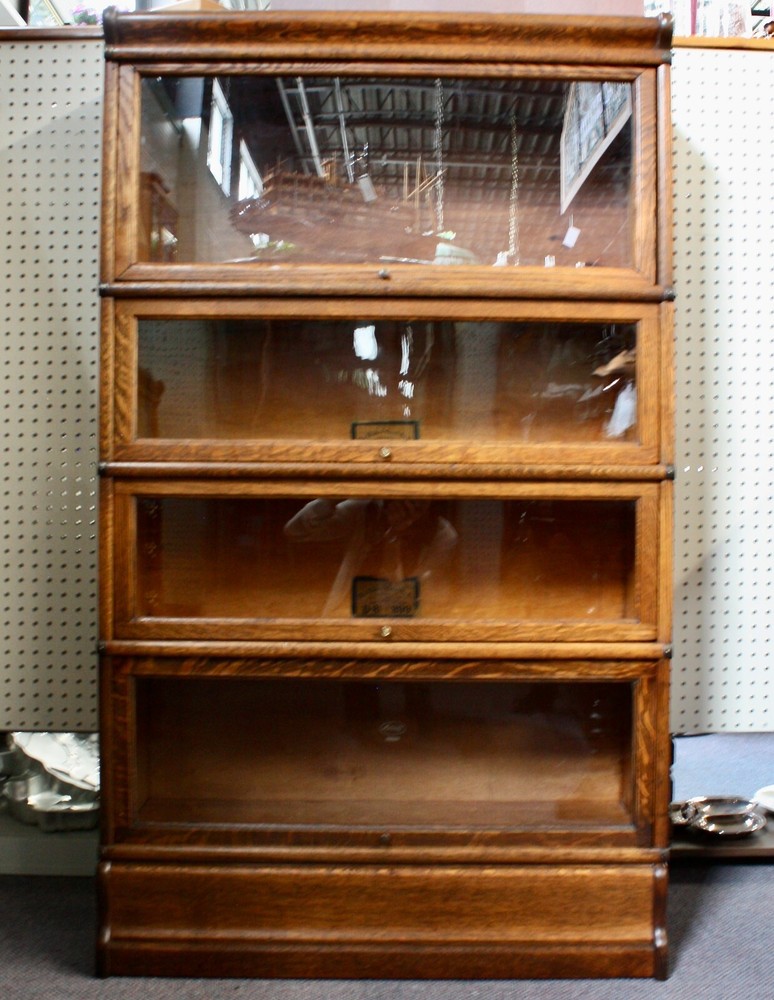 Antique Oak Globe-Wernicke 4-Stack Barrister Bookcase 58"H