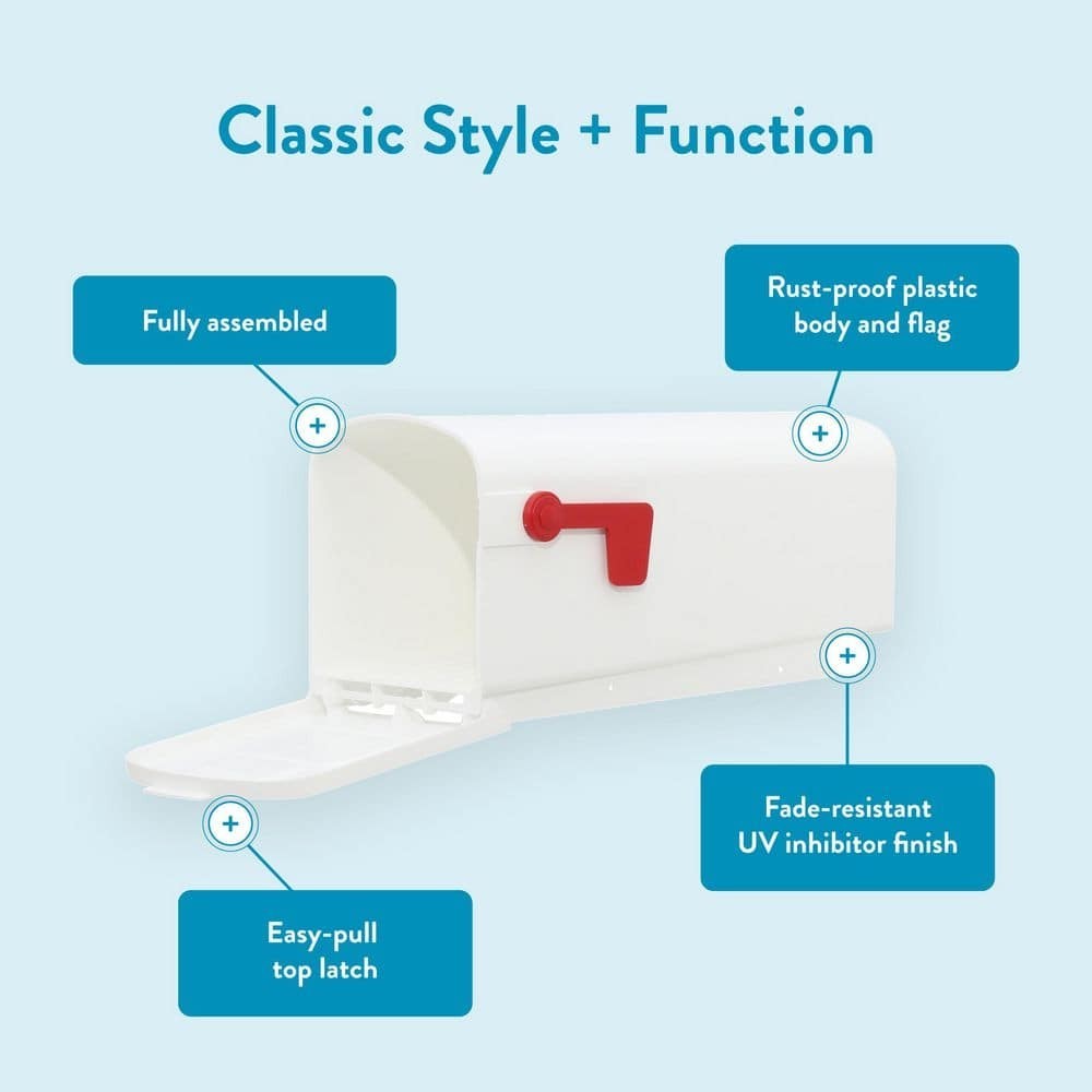 White Mailbox Deluxe Polybox Durable & Best Rust-proof Polymer Post Mounted New