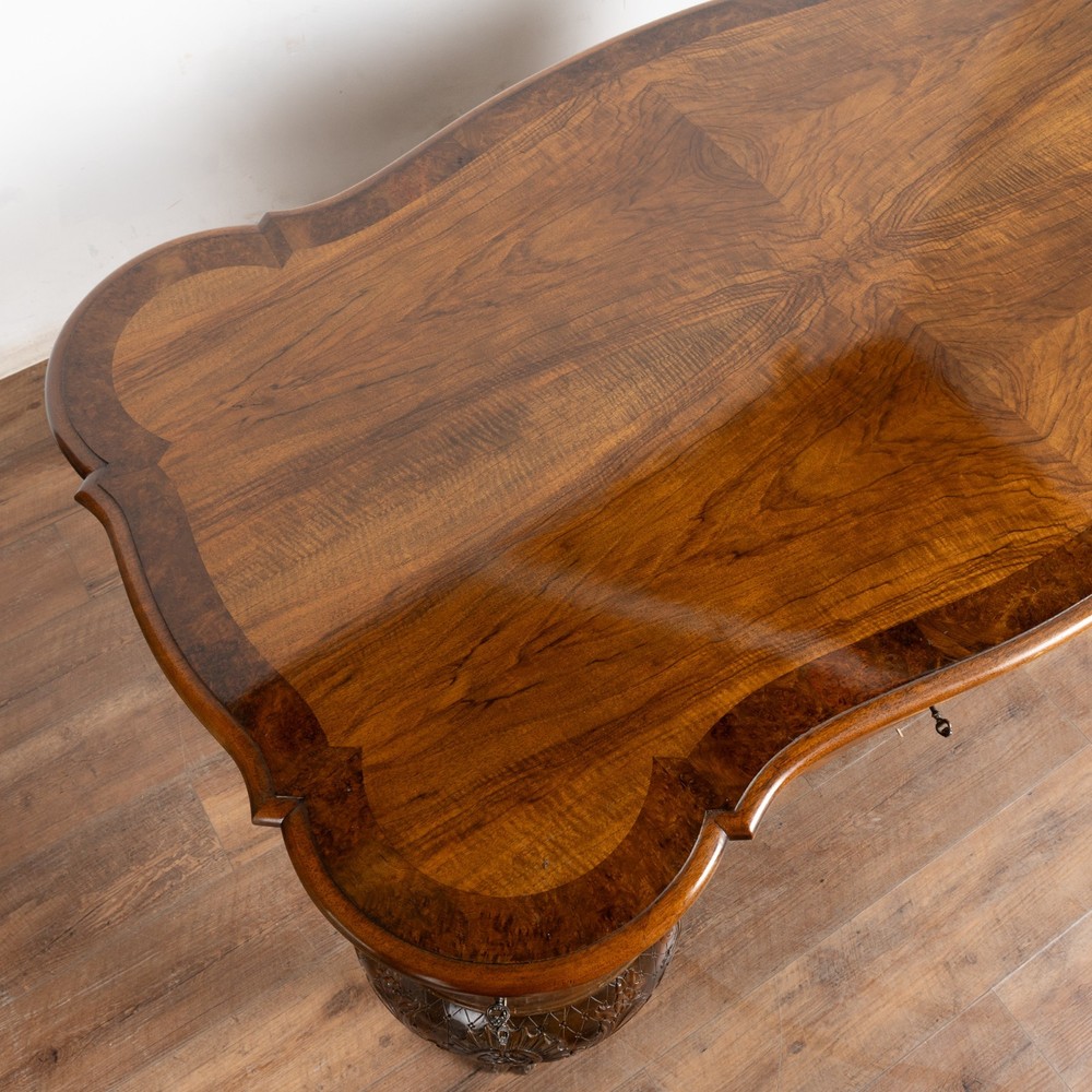 19th Century Rococo Walnut Six Drawer Desk from Denmark