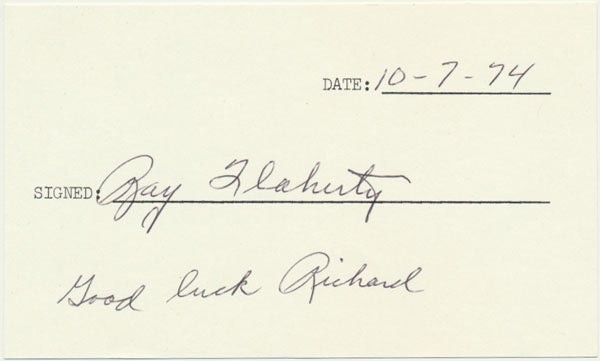 Ray FLAHERTY / Signature Signed