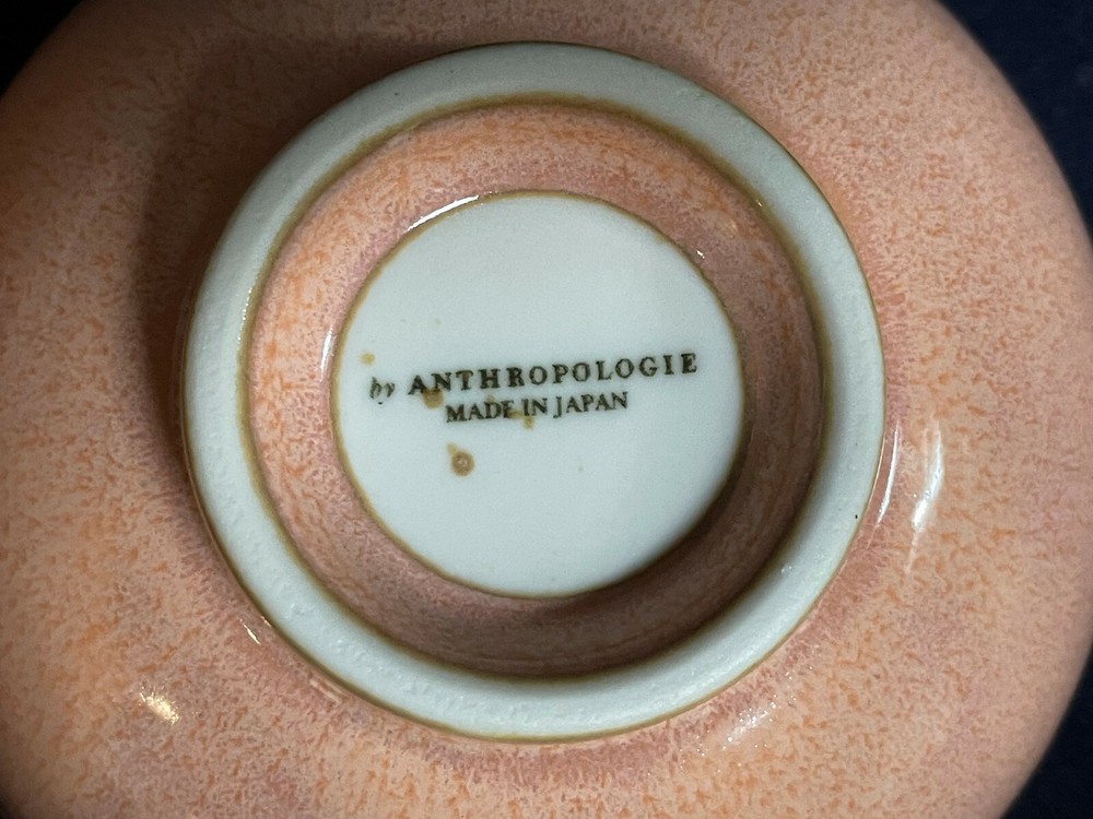 Anthropologie "Pink Geo" Pattern Footed Stoneware Bowl