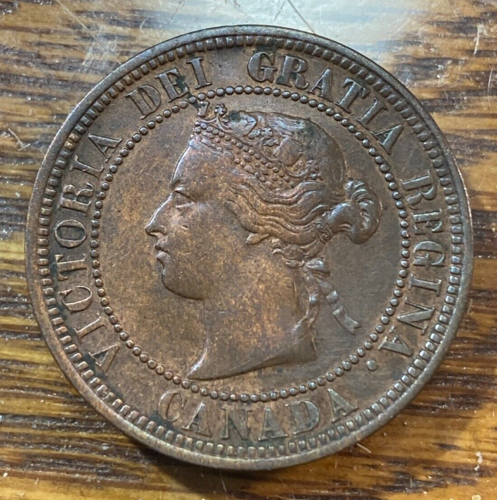 1876-H Canada Large Cent Nice Original Choice AU KM-7 CHRC