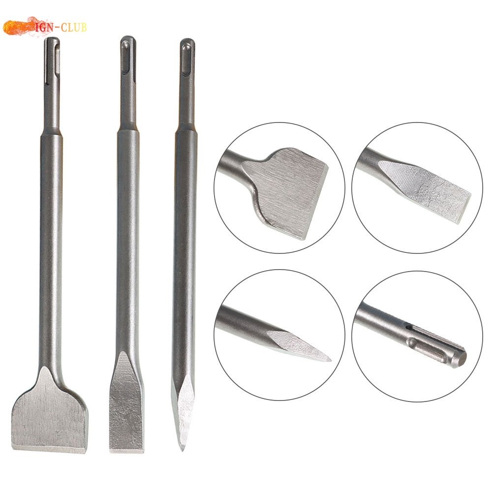 6-Pack High Quality Concrete Drill Bit Set Includes Point Chisel And Flat Chisel
