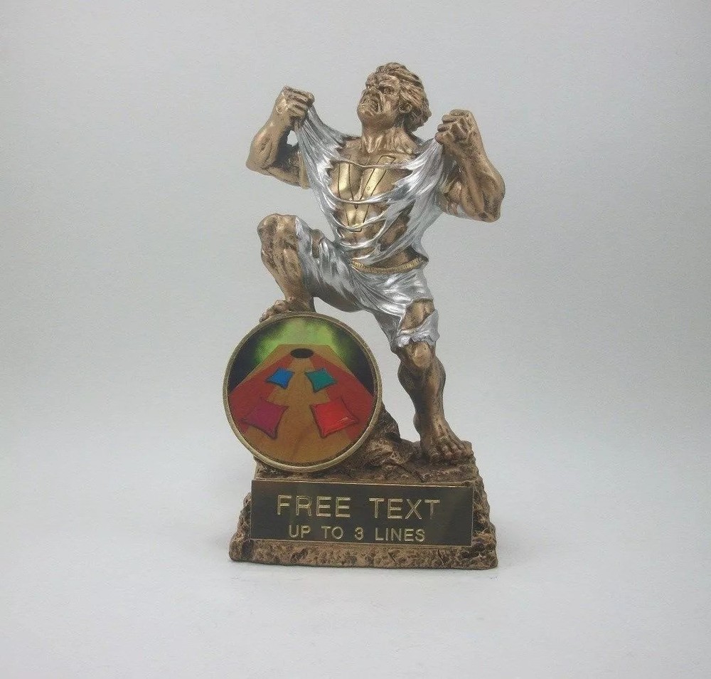Cornhole Award. Bean Bag Toss Trophy. Free Custom Engraving.