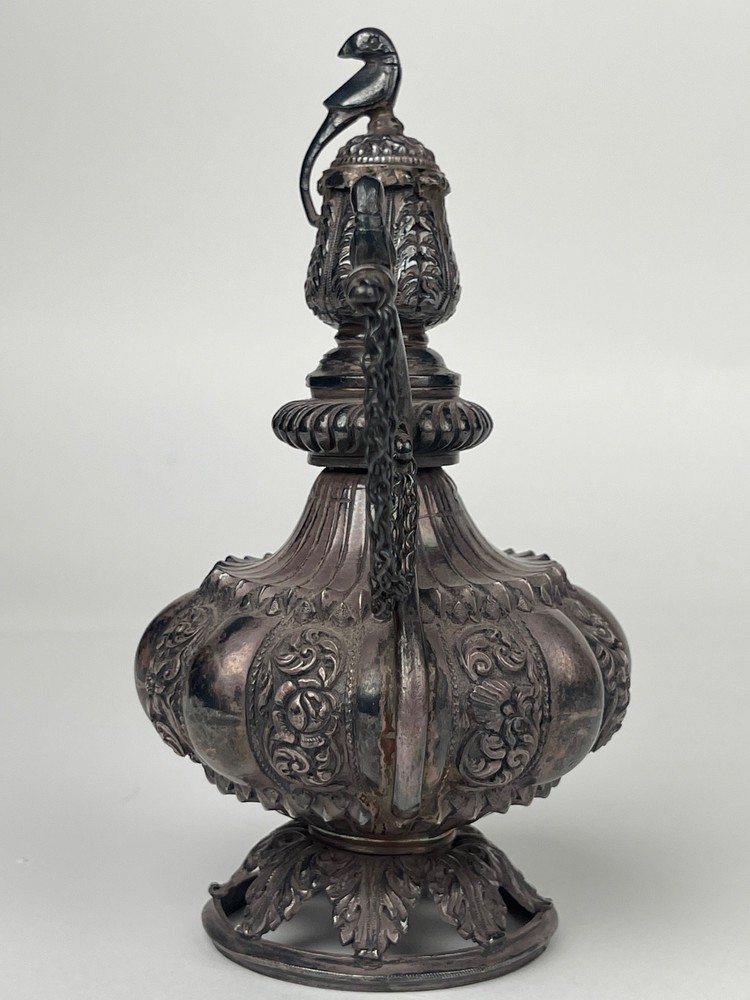 19th Century Indian Hand Made Silver Rose Water Pot