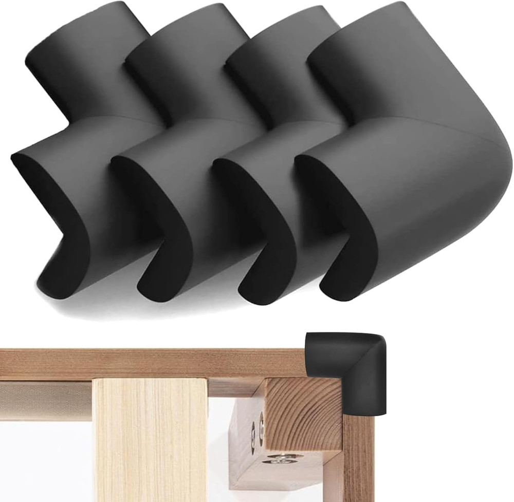Bed Frame Corner Protector Black: 4 Pack Foam Rubber Guards Bumpers for Black
