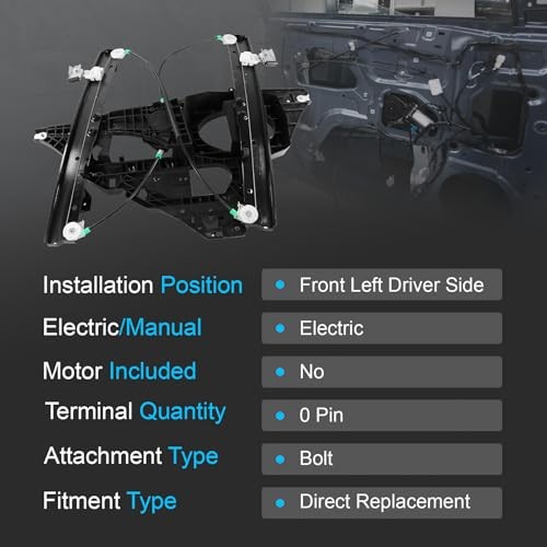 CARMOCAR Window Regulator with Panel Without Motor Replacement for 2007-2017
