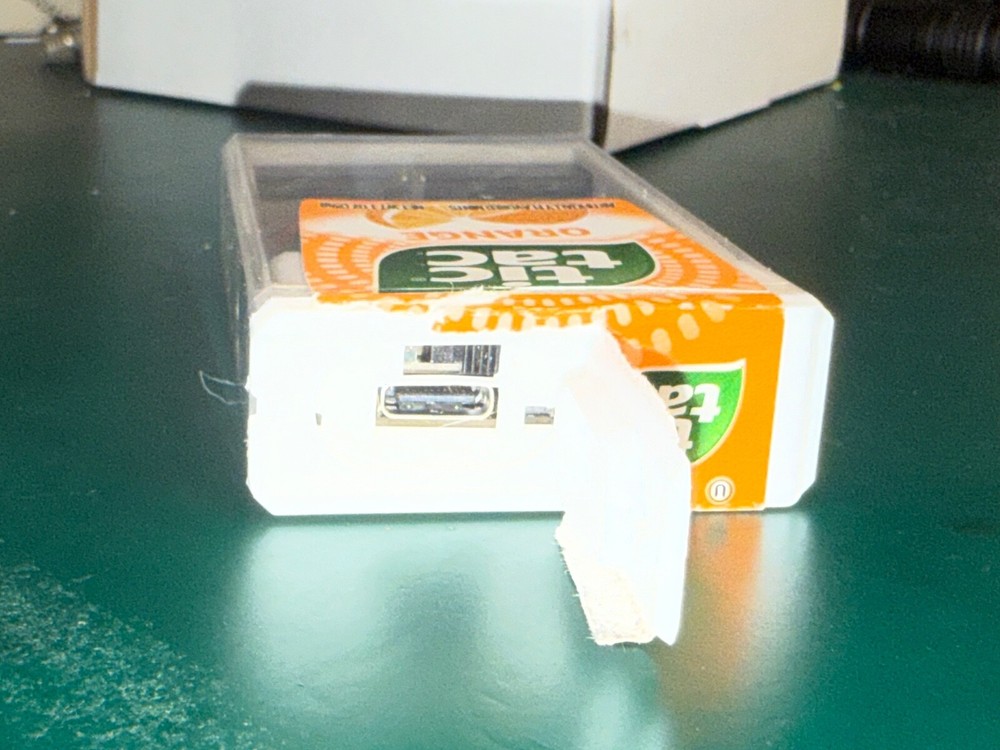 Clandestine MeshCore or Meshtastic node in tic tac candy box