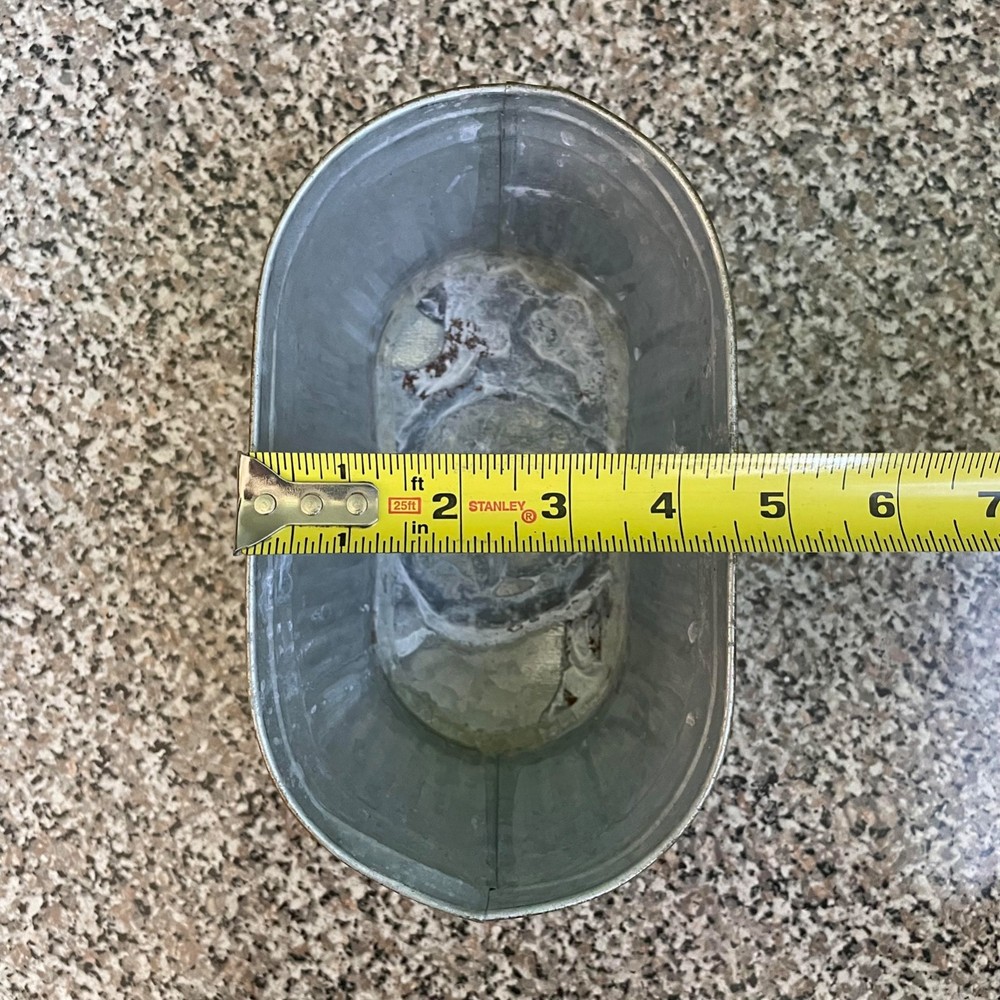 Galvanized Metal Green Oval Planter Or Storage Tin