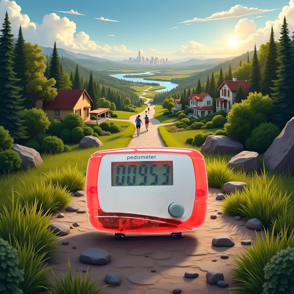 Red Mini Digital LCD Pedometer - Tracks Steps, Distance & Calories Effortlessly