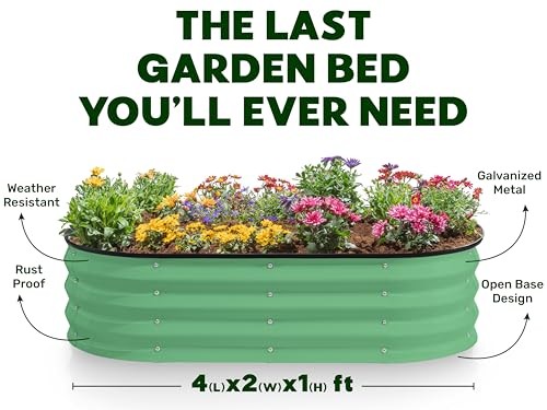 Galvanized Raised Garden Beds Outdoor // 4××1 ft (-Pack) Planter 2 Light Green